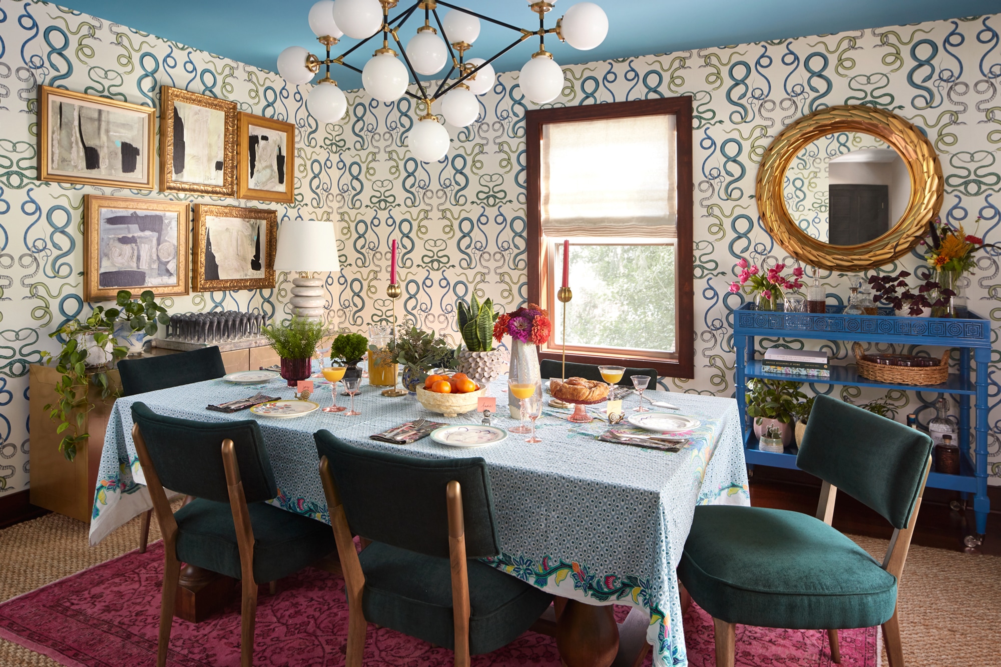 Bryn Mawr Dining Room Wallpaper Eclectic by Michelle Gage Interiors
